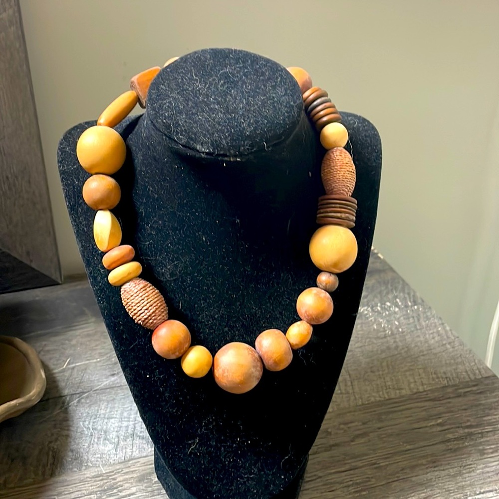 Large wood bead necklace